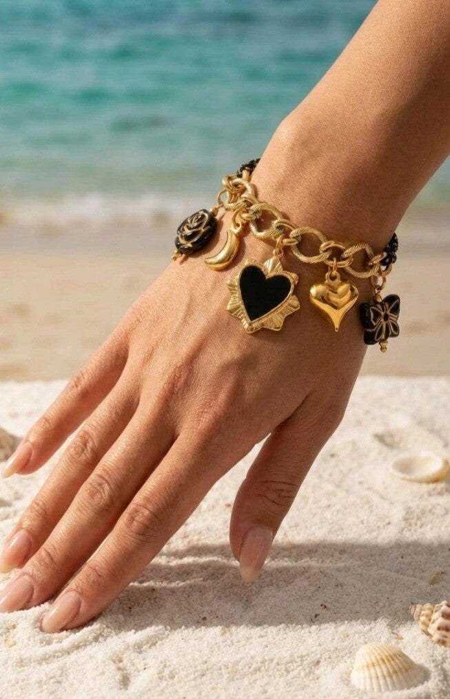 Bracelet cordon & chaîne à breloques cœur – Plusieurs coloris ❤️✨
