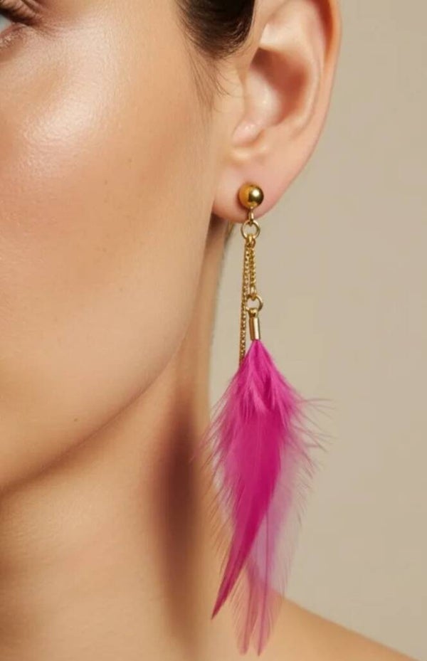 ✨️ Boucles d'oreilles plume pendante✨️