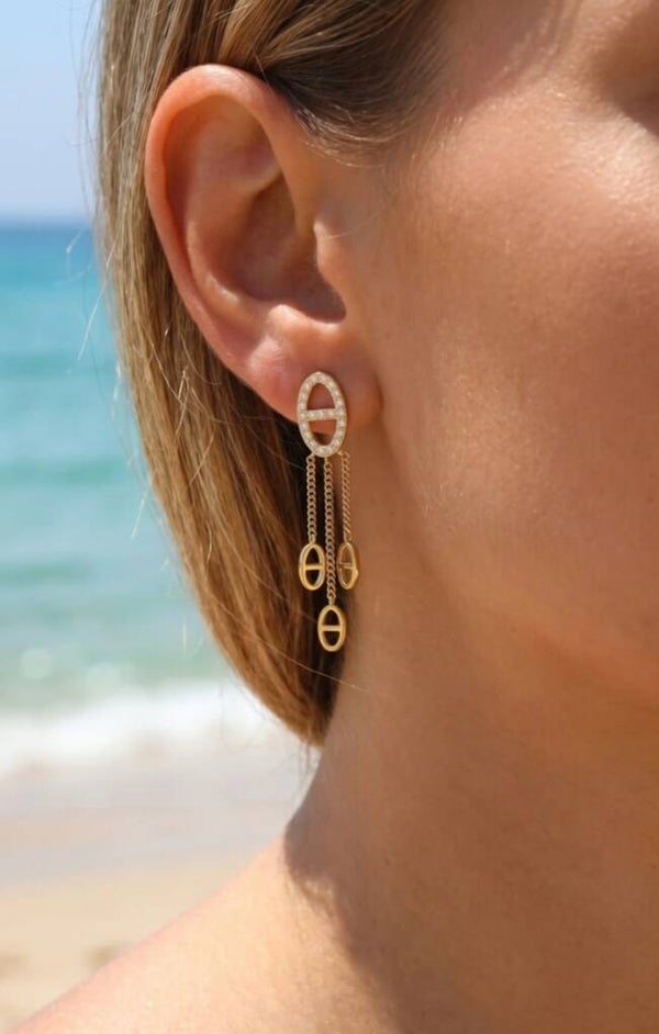 ✨️ Boucle d'oreille pendante maille marine✨️