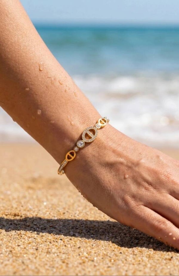 ✨️ Bracelet jonc maille marine strass zircons ✨️