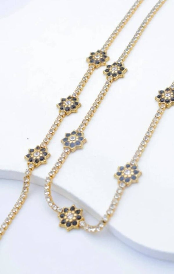 ✨️ Parure collier + bracelet fleur strass ✨️