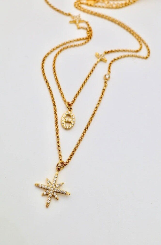 ✨️ Collier double étoile / maille marine ✨️