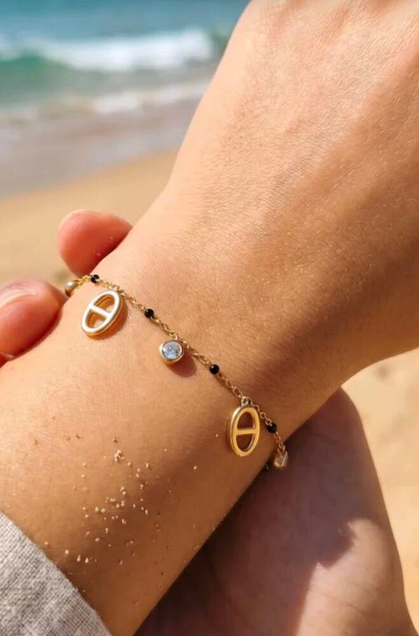 ✨️ Bracelet maille marine et perle de colorée ✨️