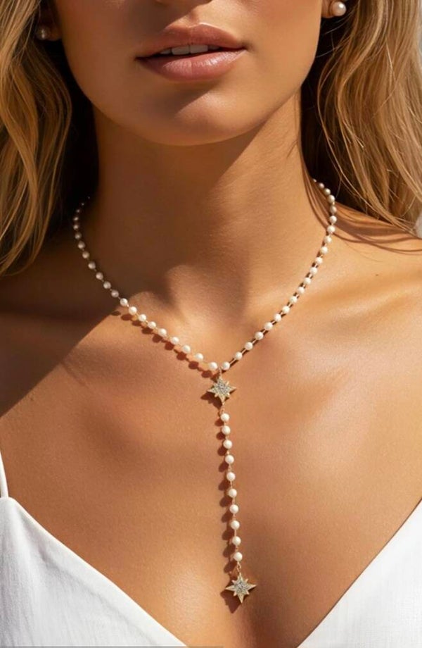 ✨️ Duo collier / Bracelet perle blanche étoile ✨️