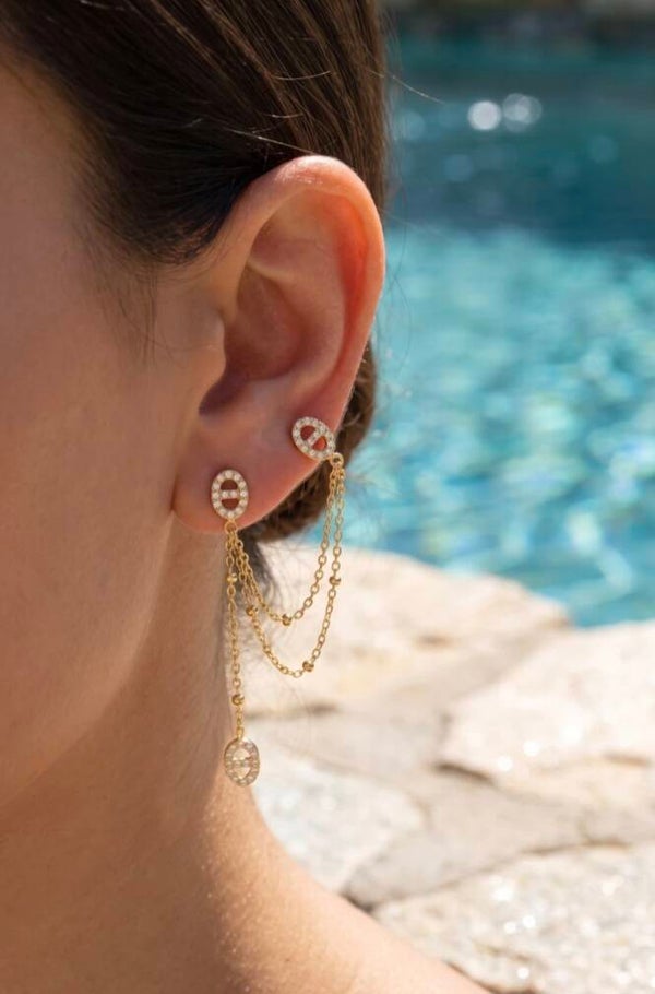 ✨️ Boucles d'oreilles chaîne maille marine ✨️