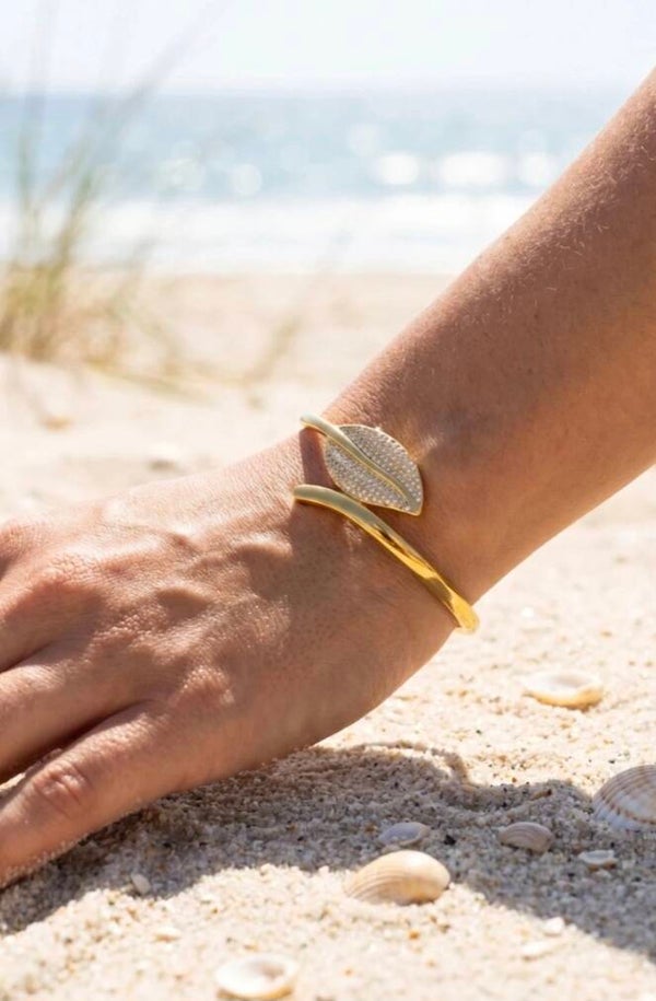 ✨️ Bracelets jonc feuilles doré ✨️