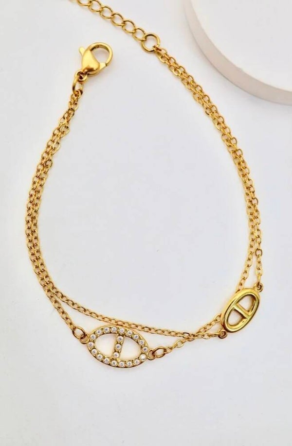 ✨ Séraphine – Bracelet Double Chaîne ✨