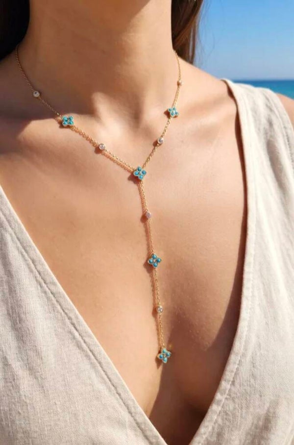 ✨️ Collier Y fleur zircons ✨️