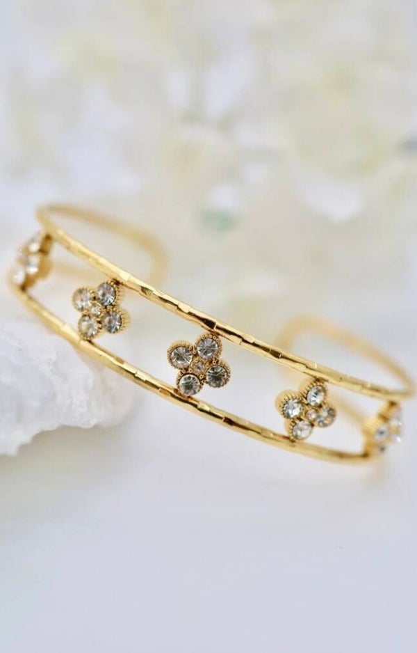 ✨️ Bracelets jonc zircons  fleurs✨️