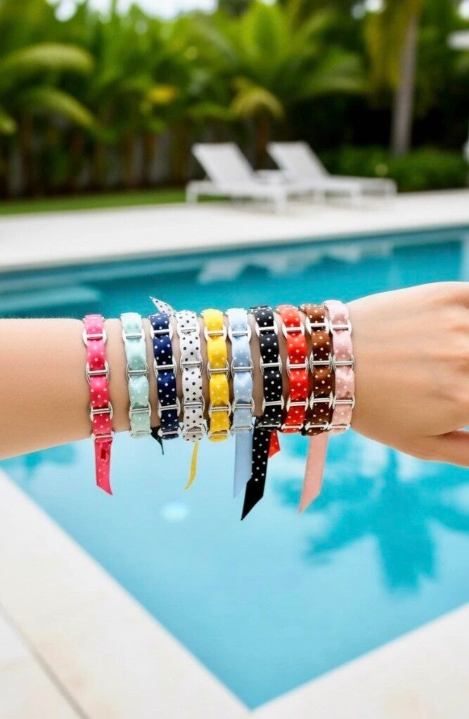 ✨️ Bracelets jonc foulard a pois argenté ✨️
