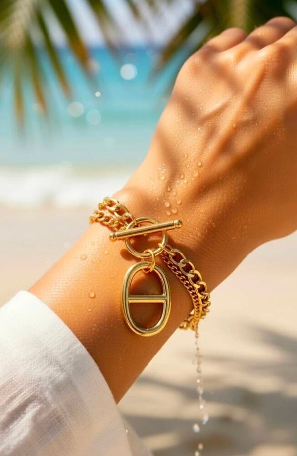 ✨️ Bracelets  Elena double chaine maille marine✨️