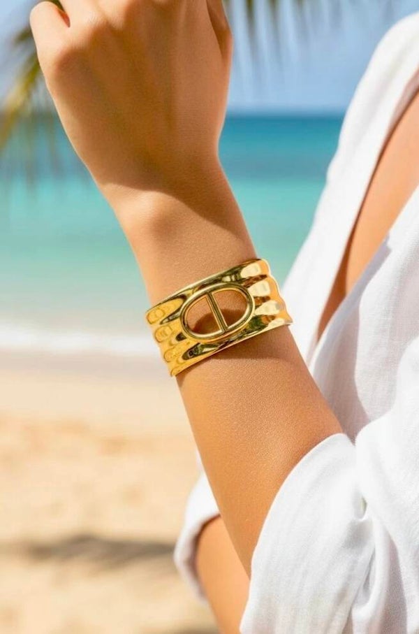 ✨️ Jonc manchette large martelé maille marine ✨️