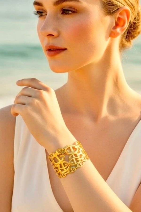 ✨️ Bracelet manchette large maille marine ✨️