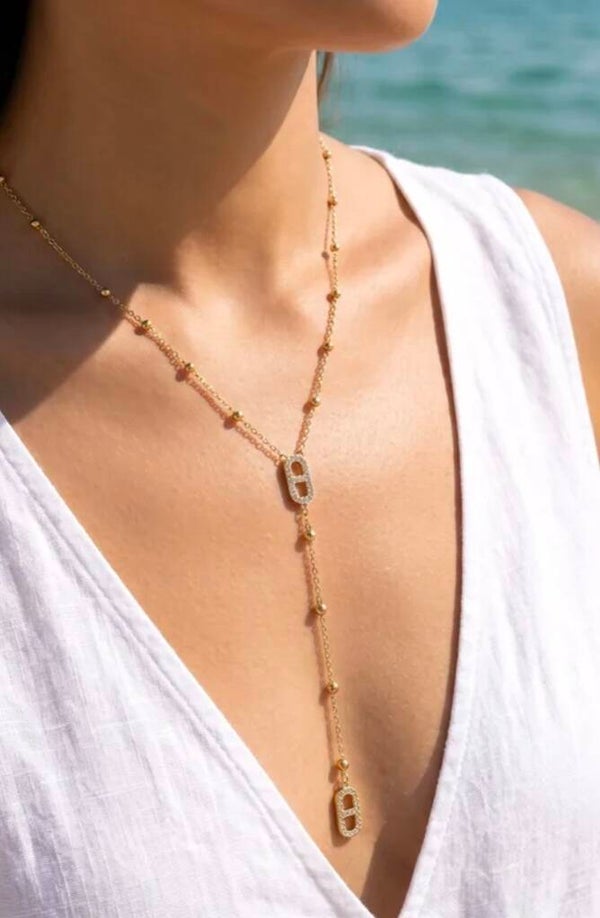 ✨️ Collier Y zircons et maille ✨️