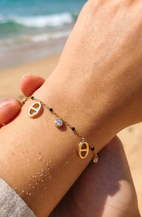 ✨️ Bracelets perles strass maille marine ✨️