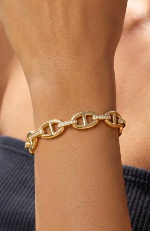 ✨️ Bracelets jonc ouvert zircons maille marine✨️