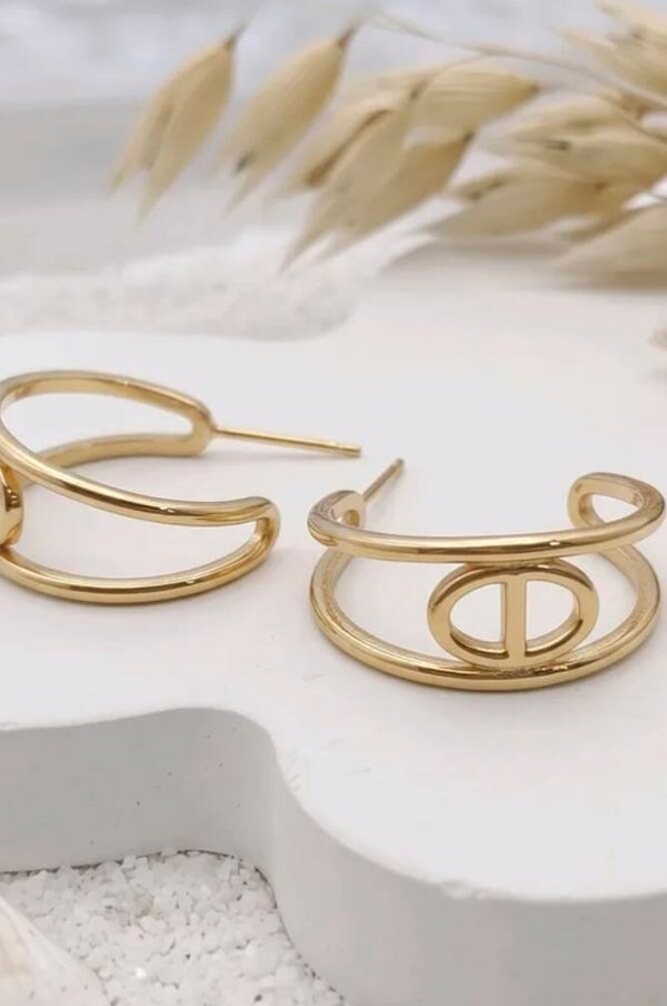 ✨️ Boucles d'oreilles Maille marine demi créole ✨️