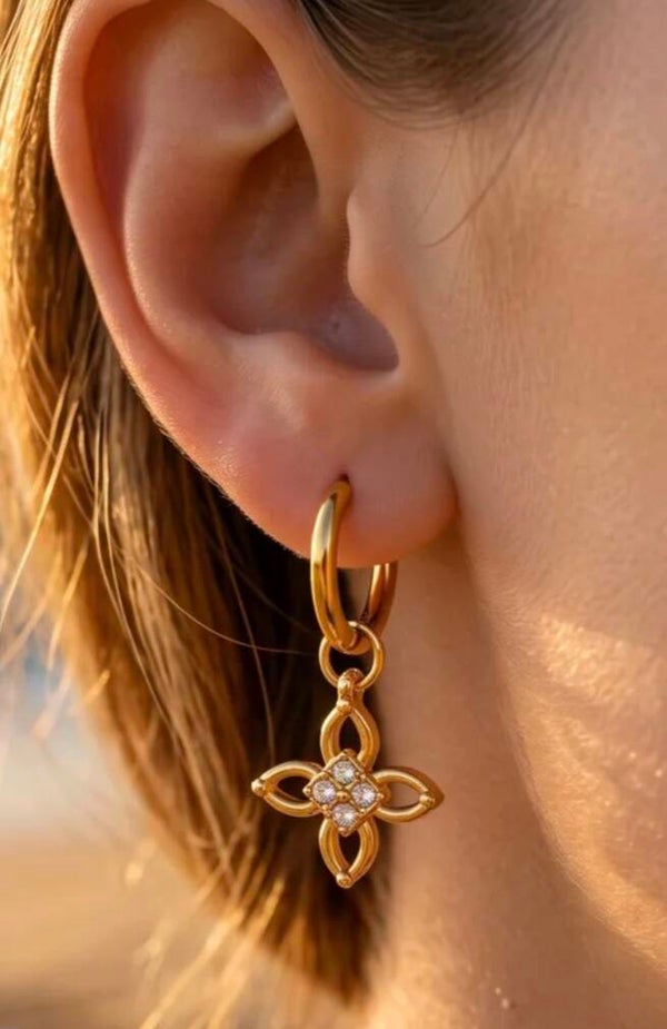 ✨️ Boucles d'oreilles fleur zircons ✨️