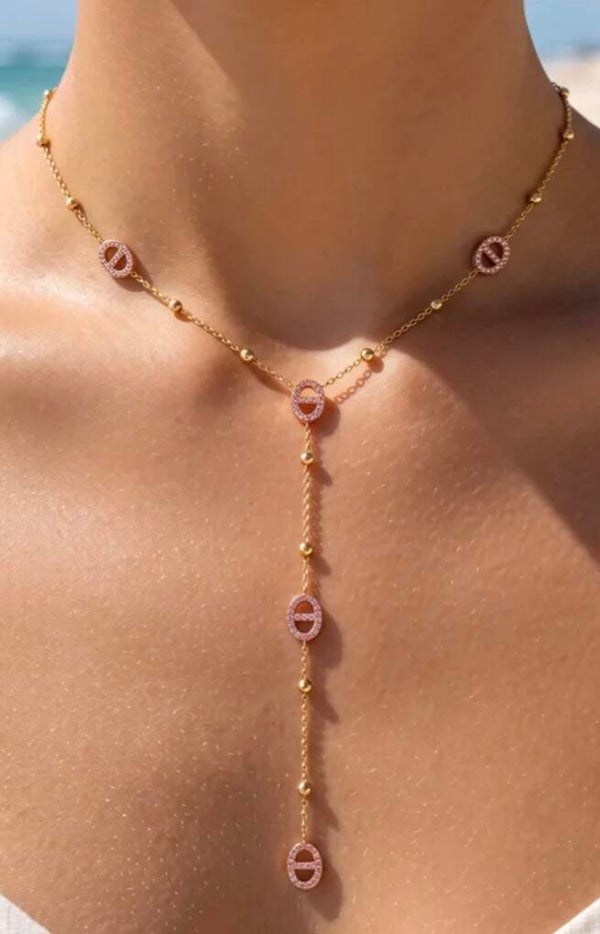 ✨️ Collier Y maille marine zircons ✨️