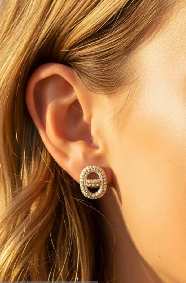 ✨️ Boucles d'oreilles maille marine zircons ✨️