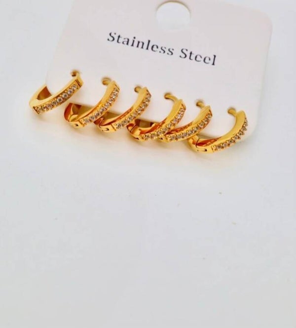 ✨️ Boucles d'oreilles  × 3 créoles strass ✨️