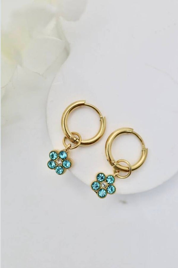 ✨️ Boucles d'oreilles Maya zircons 5 pétales ✨️