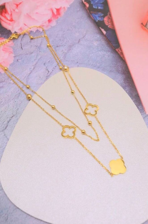 ✨️ Duo collier double / Bracelet Trèfle ✨️