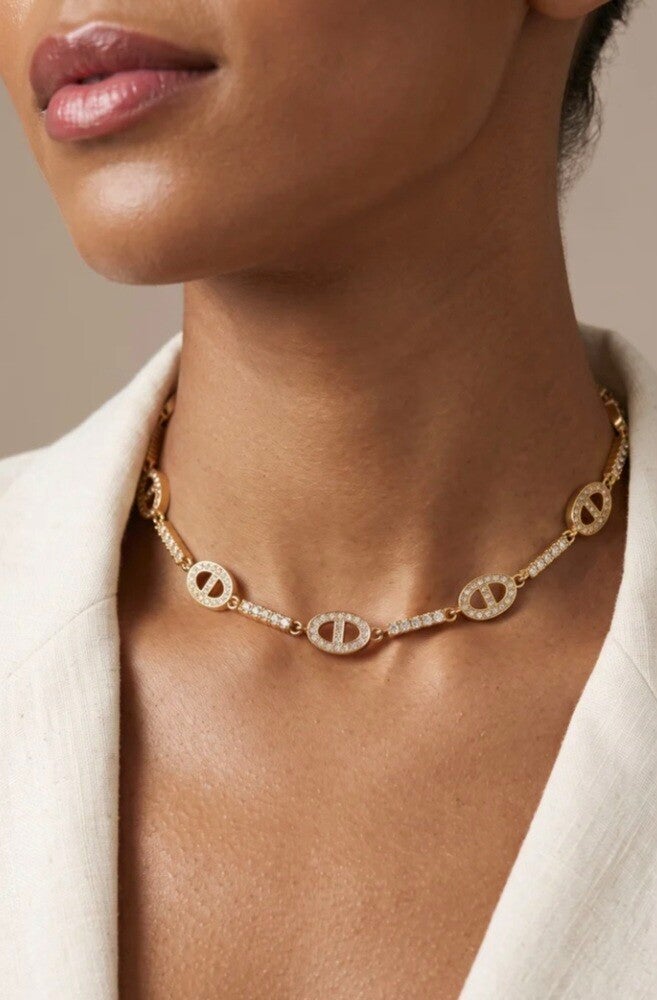 ✨️ Collier ras de cou  / Bracelet maille zircons ✨️