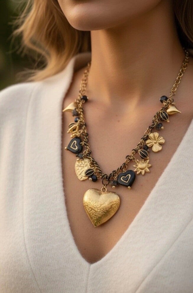 ✨️ Collier cordon breloques coeur✨️