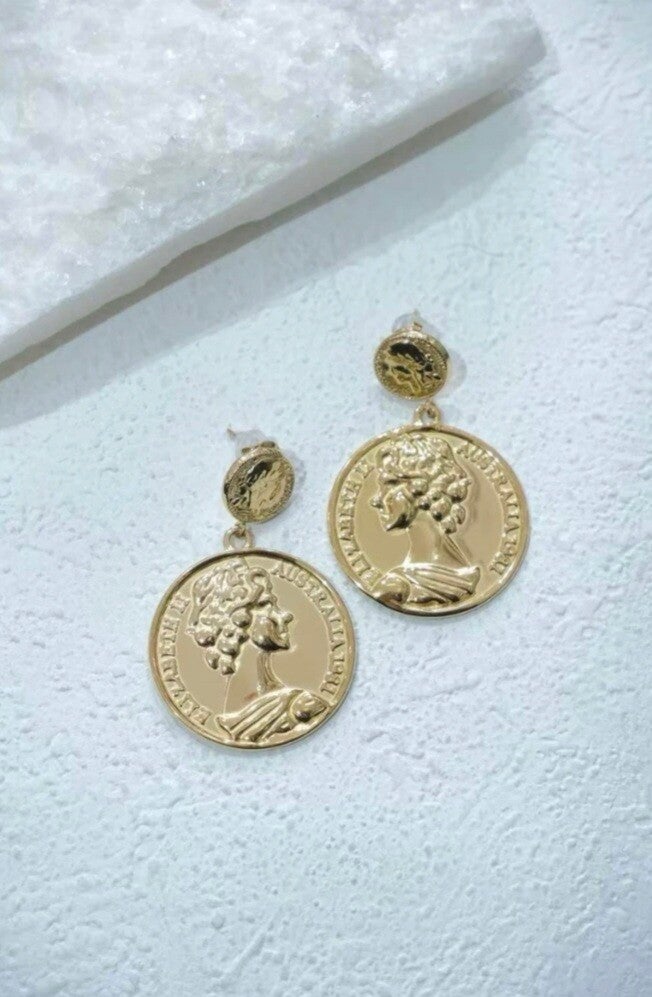 ✨️ Boucle d'oreille pièce doré ✨️