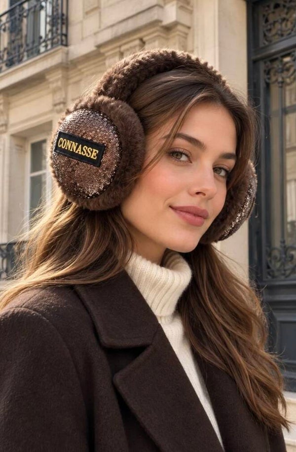 ✨️Cache oreilles à sequins – Message « BOMBASSE »✨️