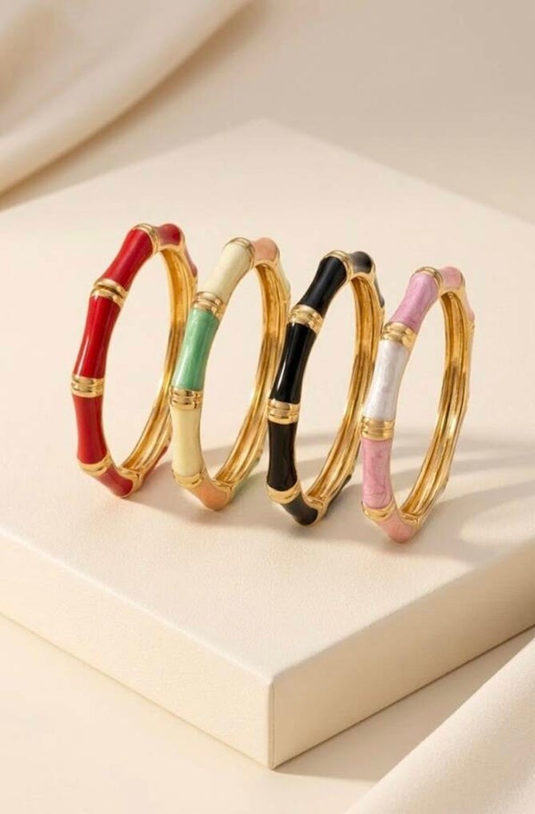 Bracelet thaï jonc effet bambou en acier inoxydable