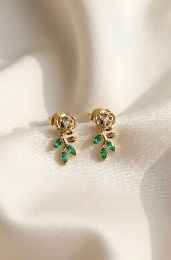 Boucles d’oreilles roses pendantes en cristal et acier inoxydable – Rose de Lumière