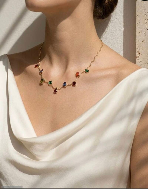 Collier cristal et acier inoxydable – Farandole Précieuse & Jeux de Lumière