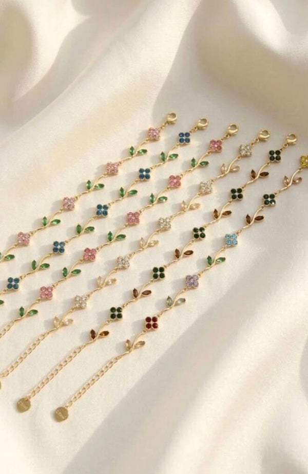 Bracelet fleurs en cristal et acier inoxydable – Jardin de Lumière