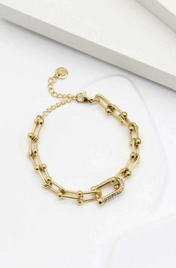 Bracelet Gros Maillon Doré en Acier Inoxydable – Design Audacieux et Tendance