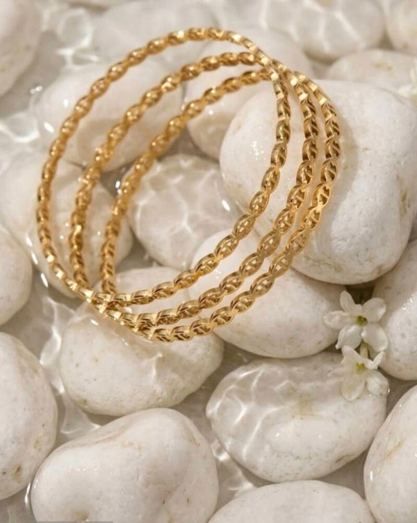 Bracelet Jonc Boucle Marine Acier Inoxydable – Lot de 3 Pièces Élégance Moderne