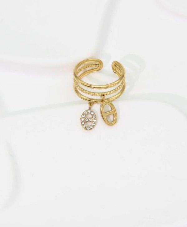 Bague Breloque Maille Marine en Acier Inoxydable – Élégance Chic et Tendance