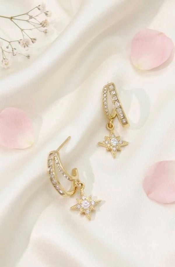 Boucles d’Oreilles Étoile Zirconium – Éclat Céleste