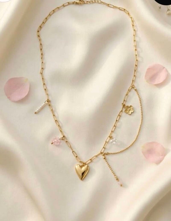 Collier Cœur & Breloques – Tendance Romantique