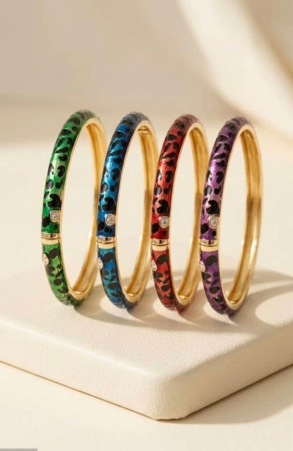 Bracelet jonc thaï en laiton motif léopard