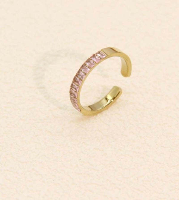 Bague ouverte à reflets irisés en acier inoxydable