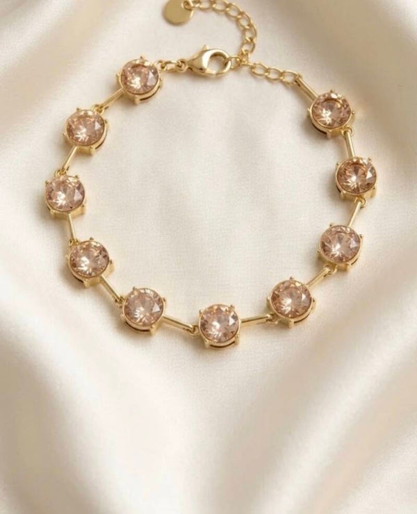 Bracelet cristaux ronds sertis en acier inoxydable – Ronde Précieuse