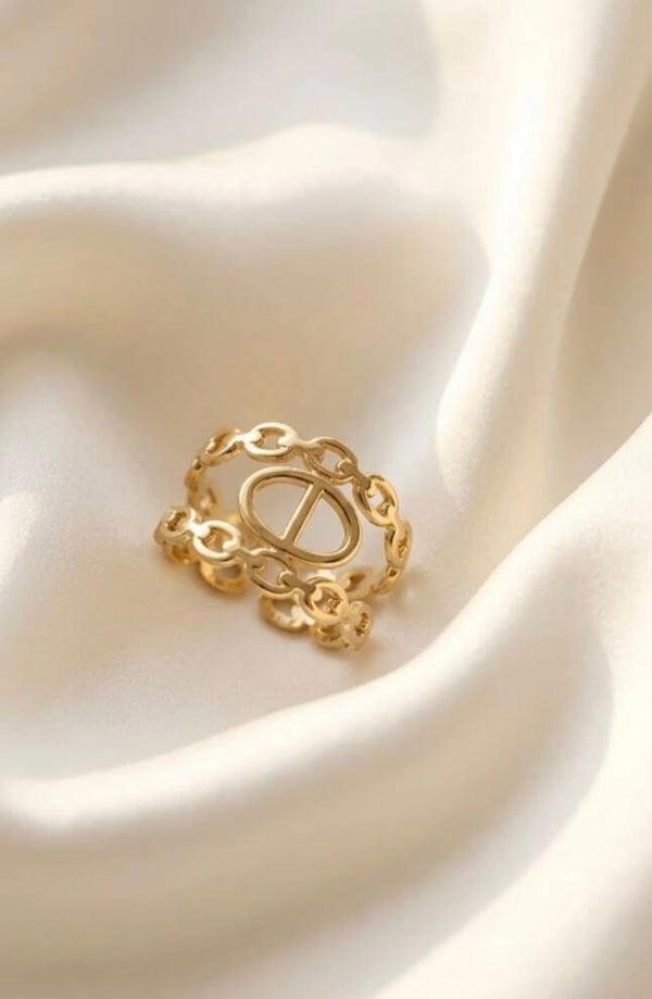 Bague Maillons Ajustable en Acier Inoxydable – Doré & Argenté