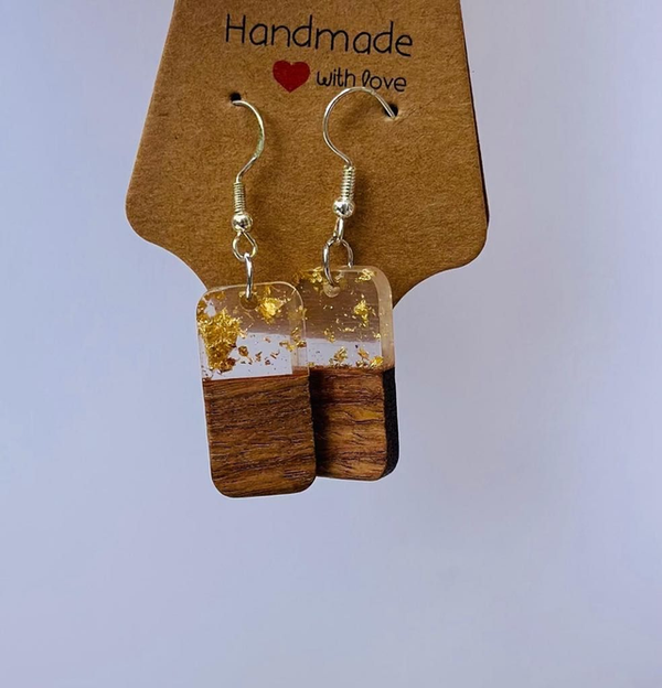 Boucles d'oreilles en résine et bois