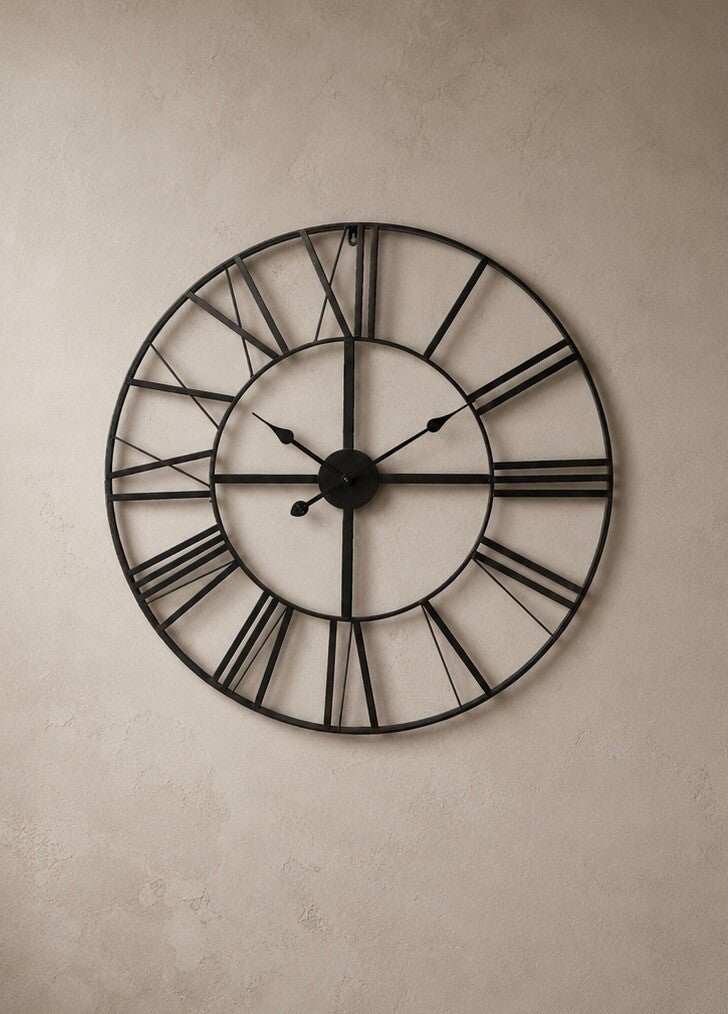 Klok zwart metaal - 80 cm
