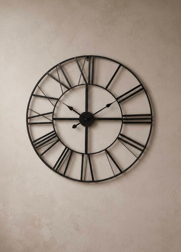Klok zwart metaal - 80 cm