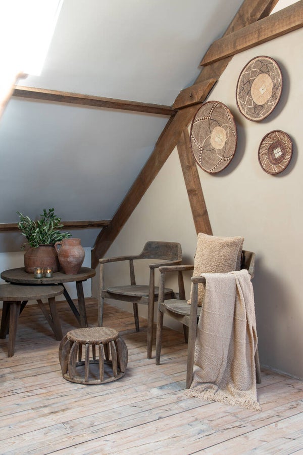 Chinees bijzet krukje gevlochten