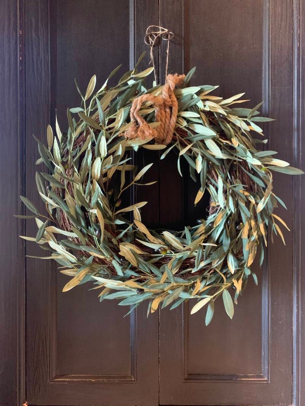 Krans kunst olijfblad (groot)