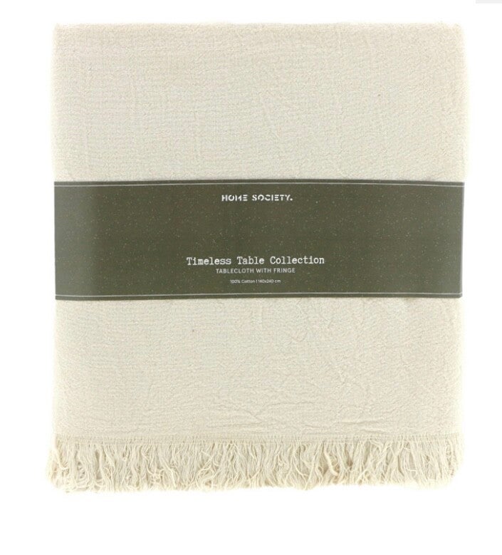 Tafelkleed fringle beige